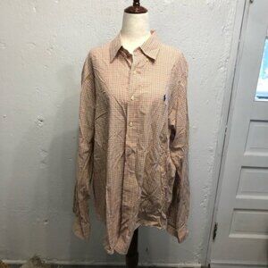 Ralph Lauren Orange Plaid Stripe Long Sleeve Button Down Shirt Large
